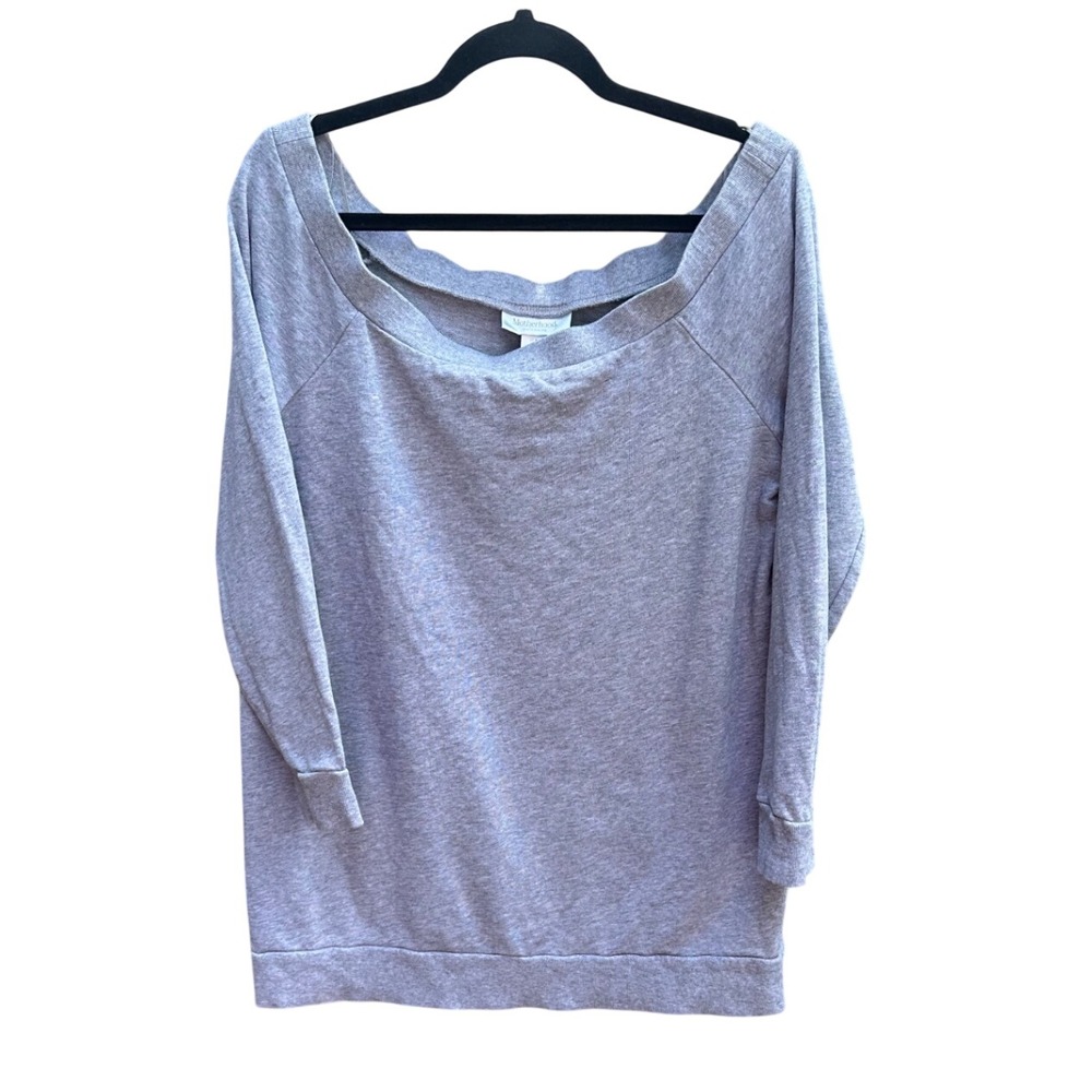 Motherhood Maternity Gray Cotton Off Shoulder Sweatshirt Medium RN79913